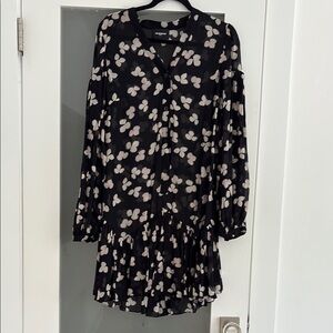 The Kooples Black V-Neck Bishop Sleeve Sundress